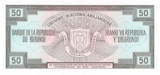 Burundi p28c 50 Francs 1991